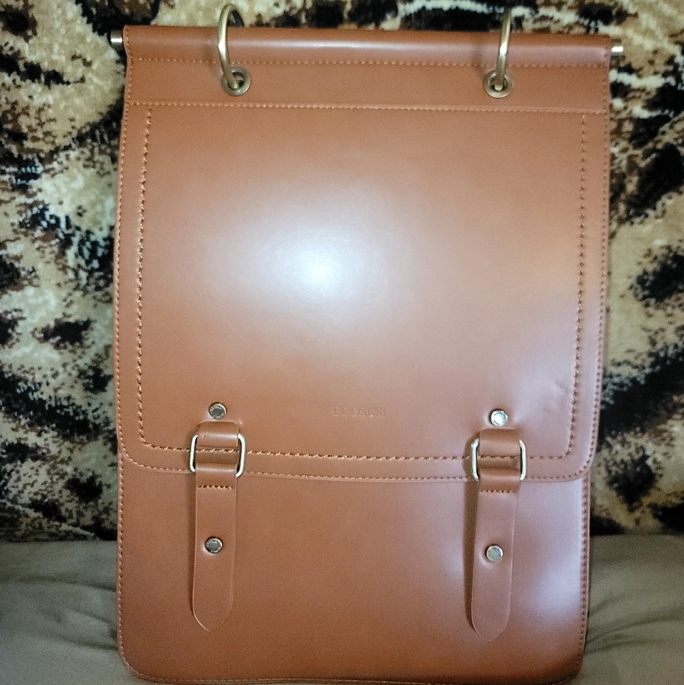 Ecosusi Vegan Leather Vintage Book Bag Laptop Backpack